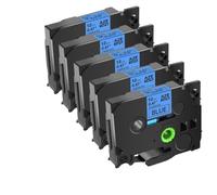 AWGSRZIU Ruban d'étiquettes Aze-531, 5 pièces, Compatible avec Les imprimantes Tze-531, Bandes laminées Standard, Tailles 9mm 12mm 18mm 24mm, Noir sur Bleu Compatible avec PTD410