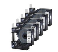 AWGSRZIU Ruban d'étiquettes Standard 12mm, 5 Paquets, Compatible avec LabelManager 100 120P 150 260P 280, Noir sur Argent