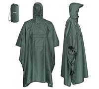 AWHA Poncho de pluie vert/unisexe - la protection extra longue contre la pluie avec fermeture éclair et poche de poitrine