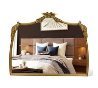 Awhtixbo Miroir Baroque Antique doré avec Design arqué - Miroir Mural Rond Vintage avec Cadre doré pour Couloir, Salon et Salle de Bain, Taille : 48 x 61 cm