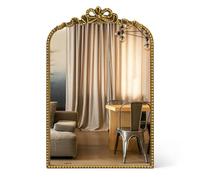 Awhtixbo Miroir Baroque doré Antique 40 x 61 cm - Cadre Vintage en Fonte avec Fleurs en résine sculptées à la Main - Miroir Mural incassable pour Salle de Bain, Salon et Chambre à Coucher