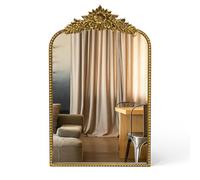 Awhtixbo Miroir Baroque doré Antique 40 x 64(H) cm - Cadre Vintage en Fonte avec Fleurs en résine sculptées à la Main, Miroir Mural incassable pour Salle de Bain, Salon et Chambre à Coucher