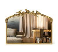 Awhtixbo Miroir Baroque doré Antique 64 x 48 cm - Cadre Vintage en Fonte avec Fleurs en résine sculptées à la Main, Miroir Mural incassable pour Salle de Bain, Salon et Chambre à Coucher