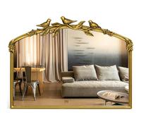 Awhtixbo Miroir Baroque doré Antique 80 x 60(H) cm - Cadre Vintage en Fonte avec Fleurs en résine sculptées à la Main, Miroir Mural incassable pour Salle de Bain, Salon et Chambre à Coucher