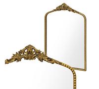 Awhtixbo Miroir Baroque doré Antique avec Design arqué - Miroir Mural Rond Vintage avec Cadre doré pour Couloir, Salon et Salle de Bain, 40 x 61 cm, Taille : 48 x 71,5 cm