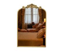 Awhtixbo Miroir Baroque doré Antique, Miroir Vintage avec Arches, Miroir Demi-Rond avec Bord doré, décoration Murale Salon, Miroir Couloir, Dimension : 40 x 61 cm