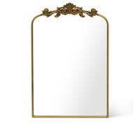 Awhtixbo Miroir baroque doré antique vintage semi-circulaire - Décoration murale pour salon, couloir - Magnifique miroir mural de style baroque - 60 x 90 cm