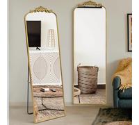 Awhtixbo Miroir sur Pied Vintage, 147 x 44 cm, avec Un Cadre de Style | Applique décorée en résine sculptée autoportante, adaptée pour montage mural, peut être appuyée contre le mur
