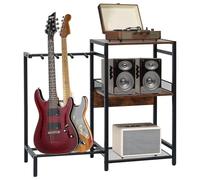 Awhtixbo Support de guitare, support multi-guitares jusqu'à 3, lecteur de disque vinyle 3 niveaux, acoustique, basse, ukulélé, ampli, platine