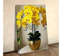 awitufhgp Orchidée en pot doré, image botanique vintage, pour salon, chambre, bureau, espace de travail, embellissant la décoration (50 x 60 cm/sans cadre)