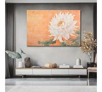 awitufhgp Tableau contemporain représentant un chrysanthème blanc, toile abstraite idéale pour la décoration de la maison, du bureau ou du couloir (30 x 60 cm/sans cadre)