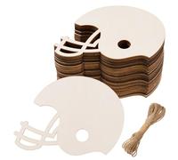 AWIZOM Lot de 48 découpes en bois brut pour casque de football, casques de rugby, casques de hockey, décorations en bois pour loisirs créatifs, suspension de porte, décoration de fête sur le thème du