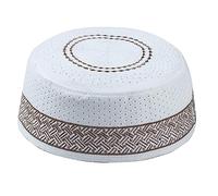 AWJUWHBJ Chapeau Kufi doux et léger brodé - Chapeau chaud Taqiah - Chapeau de prière - Cadeau idéal pour l'Aïd, kaki, M
