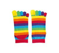 AWJUWHBJ Chaussettes mi-longues respirantes pour femmes - Séparateur d'orteils rayés arc-en-ciel - Cinq doigts - Style athlétique - Tendance, D, taille unique