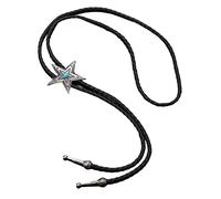 AWJUWHBJ Cravate Bolo noire élégante avec pendentif étoile Cowboy Star Cravate Western Collier Cool Bola Cravate Western Cowboy Costume tressé, Noir , taille unique
