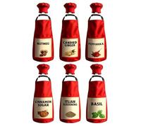 AWJUWHBJ Ensemble tablier et chapeau assortis pour Halloween, épices et condiments, ensemble de 6 pièces pour cosplay, fête de groupe