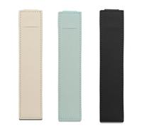 AWJUWHBJ Lot de 3 pochettes à stylos réglables en cuir avec bandes élastiques pour ordinateurs portables, porte-crayons amovibles pour écrivains en déplacement avec sangle, noir / blanc / bleu, Simple