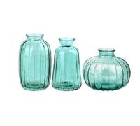 AWJUWHBJ Lot de 3 vases contemporains en verre transparent - Design épais - Récipient à fleurs nervuré - Pièces maîtresses de salon - Vases en verre contemporain