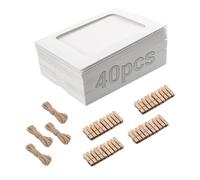AWJUWHBJ Lot de 40 guirlandes de photos de 15,2 cm avec 40 pinces en bois et 4 cordes pour mariage, anniversaire, décoration murale de la maison, décoration murale, guirlande photo créative à