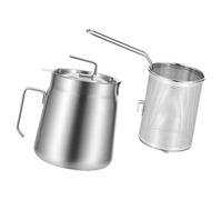 AWJUWHBJ Passoire à huile en acier inoxydable avec couvercle anti-éclaboussures et panier à frire amovible Filtration efficace facile pour la maison/le commerce Panier à frire avec filtre à huile