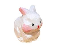 AWJUWHBJ Petite figurine de lapins sculptés en bois faite à la main - Lapins de Pâques - Sculpture miniature pour décoration d'intérieur et cadeau