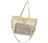 AWJUWHBJ Sac à bandoulière Itabag pour femme - Grande capacité - Nœuds en dentelle froncés - Pour afficher des épingles - Nœuds en dentelle froncés - Grande capacité - Pour l'école, jaune, Taille