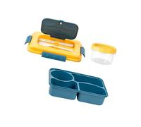 AWJUWHBJ Support à déjeuner portable avec compartiments séparés pour la soupe, les ustensiles, le micro-ondes, la préparation des repas, boîte Bentos avec récipient à soupe et couverts