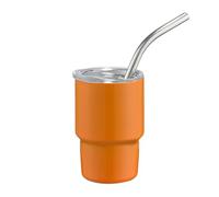 AWJUWHBJ Tasse de voyage sous vide en acier inoxydable avec couvercle et paille réutilisable de 60,7 g - Petite bouteille d'eau, café glacé - Paille amovible - Double paroi isotherme