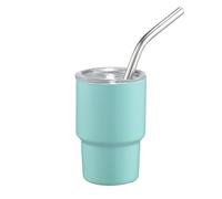 AWJUWHBJ Tasse de voyage sous vide en acier inoxydable avec couvercle et paille réutilisable de 60,7 g - Petite bouteille d'eau, café glacé - Paille amovible - Double paroi isotherme