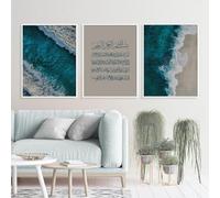 AWKFHF Calligraphie Arabe Islamique Tableau Décoration Murale,Islam Toile Peinture Affiche Chambre Salon Décoration(sans Cadres) (A03,3X50X70CM)