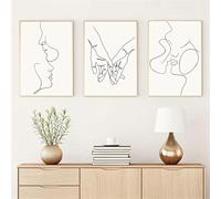 AWKFHF Impression sur Toile Abstrait Couple Main Amour Baiser Dessin au Trait Tableau Décoration Murale,Toile Peinture Affiche Chambre Salon Art Décoration (3X40X60CM,sans Cadre)