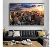 AWKFHF Impression sur Toile Affiche Vue Nocturne du Paysage de la Ville de New York Tableau Décoration Murale,Toile Peinture Affiche Chambre Salon Art Décoration (40X50CM,sans Cadre)