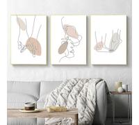 AWKFHF Impression sur Toile Ligne d'amour De Couple Romantique Minimaliste Tableau Décoration Murale,Toile Peinture Affiche Chambre Salon Art Décoration (3X30X40CM,sans Cadre)