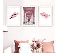 AWKFHF Islamique Mosquée Architecture Beige Paysage Tableau Décoration Murale,Islam Toile Peinture Affiche Chambre Salon Décoration(sans Cadres) (A02,3X20X30CM)