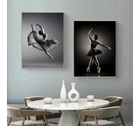 AWKFHF Modernité Danse Classique Filles Noir et Blanc Tableau Décoration Murale,Impression sur Toile Affiche Décoration Chambre Salon sans Cadre (2X60X80CM,sans Cadre)