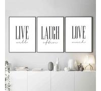 AWKFHF Tableau Décoration Murale Live Laugh Love,Noir Et Blanc Toile Peinture Impression sur Toile sans Cadres Affiche Décoration Chambre Posters Salon Bureau (3X30X40CM,sans Cadre)