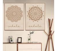 AWKFHF Tableau Décoration Murale Minimaliste Just Breathe Pissenlit Lotus Rose Inhale Exhale Toile Peinture Affiche Chambre Salon Décoration(sans Cadres) (Minimaliste08,2X40X60CM)