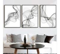 AWKFHF Toile Peinture Lignes Abstraites Minimalistes Noir et Blanc Tableau Décoration Murale Impression sur Toile sans Cadres Affiche Chambre Salon (3X30X40CM,sans Cadre)