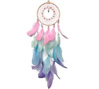 AWLEE Attrape-rêves rose, fait à la main, filet circulaire amérindien pour chambre d'enfant, décoration murale, décoration de chambre d'enfant, décoration murale