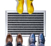 awliye Tapis de sol en aluminium, 40 x 60 cm, avec cadre de montage en aluminium, tapis de porte pour la porte d'entrée, grattoir à chaussures, paillasson pour l'extérieur et paillasson