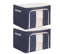 Awlve FINEO FlexiBox - Rangement Grande Capacité En Tissu Renforcé De Ensemble 2 Ensemble De 66 Litres Boîte De Rangement Oxford En Tissu (Bleu*2pcs,66L(50 * 40 * 33cm))