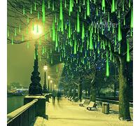 AWMDer Guirlande Lumineuse ExtéRieur, 30cm 8 Tubes Etanche Goutte d'eau Chute Cascading Décoratif Guirlandes Lumières pour Fête Vacances Noël Décorat Vert