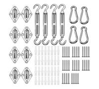 Awning Attachment Set, Heavy Duty Sun Shade Sail Stainless Steel Hardware Kit for Garden Triangle and Square, Rectangle