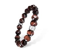 AWNL Bracelet de perles pour homme avec breloque en argent sterling de 10 mm d'obsidienne dorée œil de tigre naturelle Cadeau pour homme, 15,9 à 18,1 cm, S(Wrist Size 5.9'' - 6.3''), Pierre, Œil de