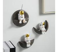 AWNR Lot de 3 décorations murales astronautes sur Le thème de l'espace Extra-atmosphérique - Sculptures murales pour décoration d'intérieur Moderne - Décoration Murale 3D pour Chambre à Coucher,