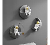 AWNR Lot de 3 sculptures murales 3D en forme d'astronautes pour décoration d'intérieur moderne pour salon, canapé, chambre à coucher, décoration murale sur le thème de l'espace extra-atmosphérique