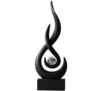 AWNR Sculpture Abstraite Noire : Statue de Flamme avec Boule de Verre en résine - Pièce maîtresse Unique pour décoration d'intérieur Moderne