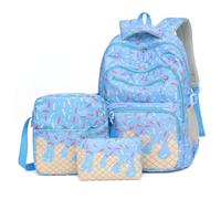 AwnsIMfreien Ensemble de sac à dos de crème glacée 3 pièces, sac à dos Preppy mignon pour les filles, Kawaii avec bandoulière et pochette, bleu, sacs mignons