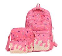 AwnsIMfreien Ensemble de sac à dos de crème glacée 3 pièces, sacs à dos Preppy mignons pour les filles, sac décontracté avec bandoulière et porte-monnaie, rose rouge, sacs mignons
