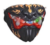 AwnsIMfreien Masque d'Halloween, masque changeur de voix samouraï avec bouche mobile et effets LED - moitié diable pour cosplay et mascarades,